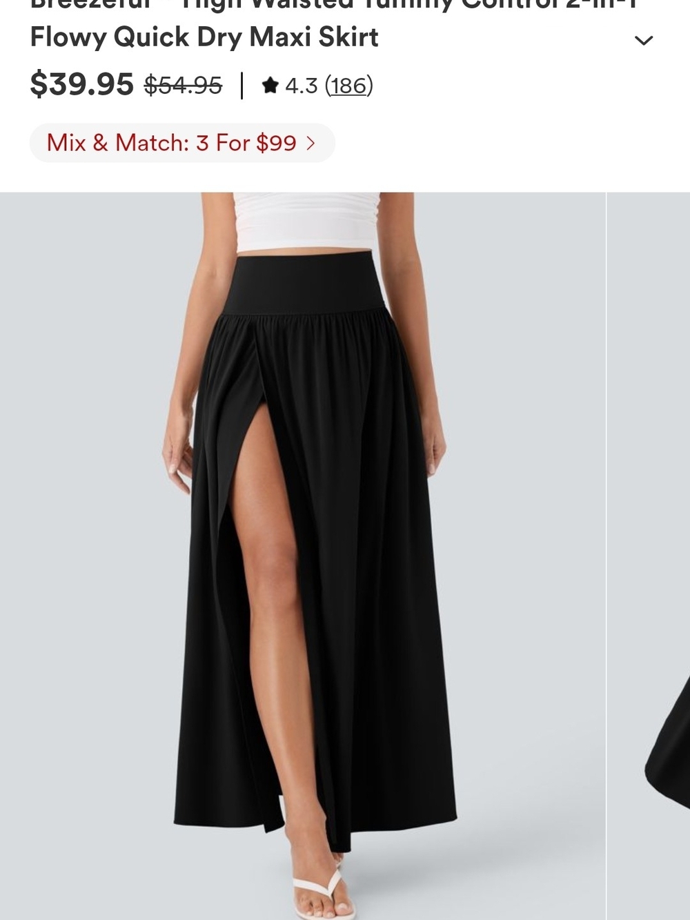 HALARA Black High-Waist Maxi Skirt with Side Slit